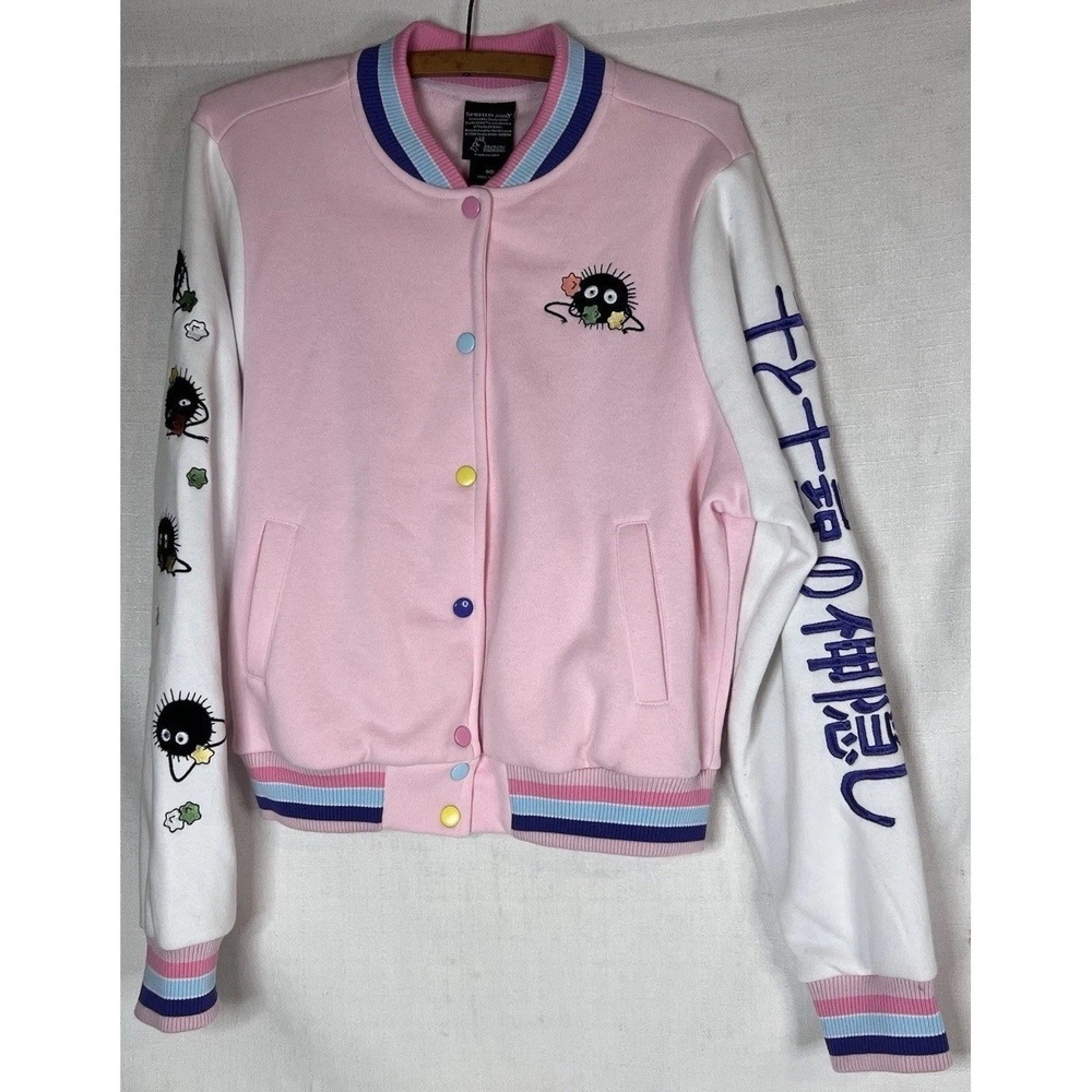 Spirited Away Studio Ghibli Soot Sprites‎ Pastel Pink Varsity Jacket Women's M